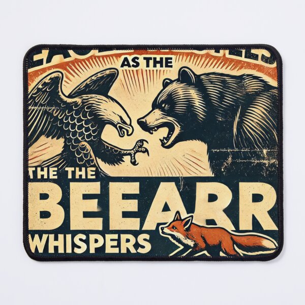 Item preview, Vintage Wildlife Poster - "Eagle Wrestles Bear as Fox Whispers" Nature Allegory designed and sold by freackly.
