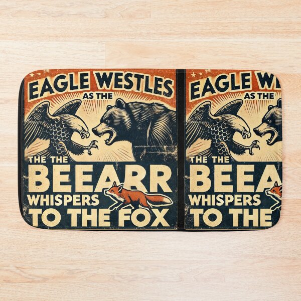 Item preview,  Vintage Wildlife Poster - "Eagle Wrestles Bear as Fox Whispers" Nature Allegory designed and sold by freackly.
