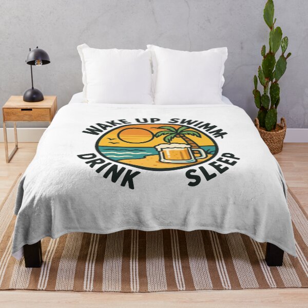 Item preview, Wake Up Swim Drink Sleep - Funny Retro Summer Beach Design for Beer Lovers designed and sold by BmCraftPT.