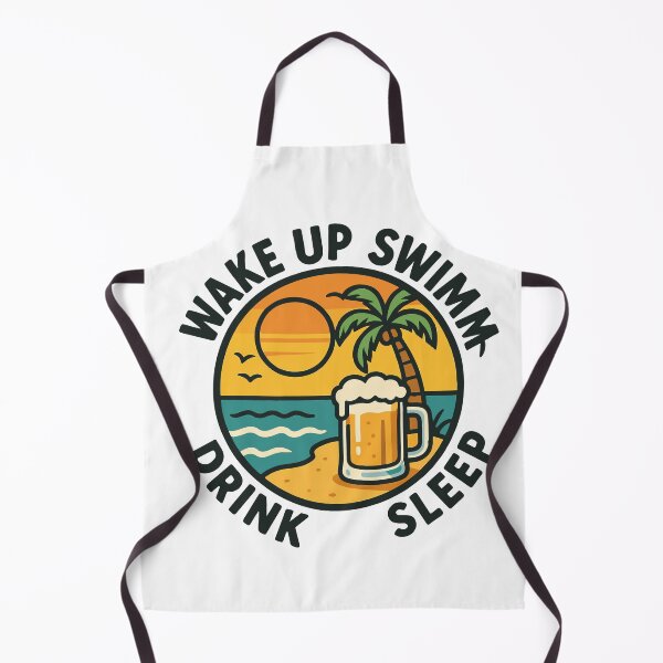 Item preview, Wake Up Swim Drink Sleep - Funny Retro Summer Beach Design for Beer Lovers designed and sold by BmCraftPT.