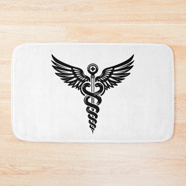 Item preview, Minimal Caduceus Symbol – Black Medical Art with Snakes and Wings designed and sold by EmeraldeaArt.