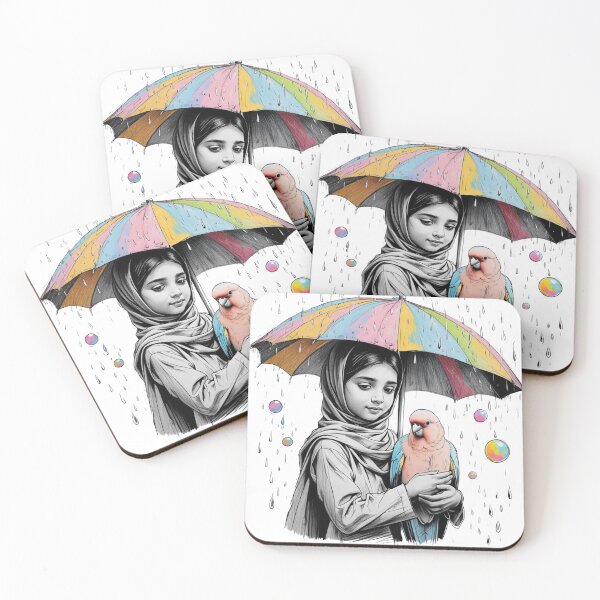 Item preview, Girl With a Parrot and a Colorful Umbrella 2 designed and sold by AlinaSCorner.