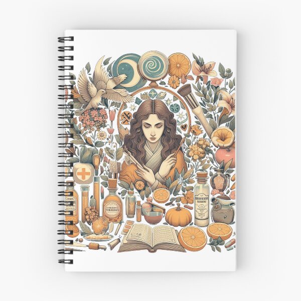 Item preview, Botanical Witch Art - Herbalist Woman Surrounded by Natural Elements and Potions designed and sold by freackly.