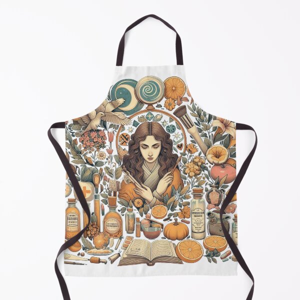 Item preview, Botanical Witch Art - Herbalist Woman Surrounded by Natural Elements and Potions designed and sold by freackly.
