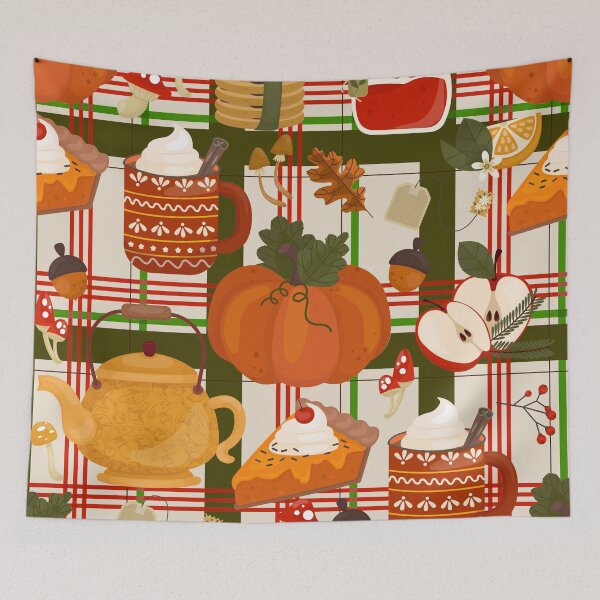 Item preview, cottagecore thanksgiving cozy hygge mushroom tea designed and sold by Gossip Rag.