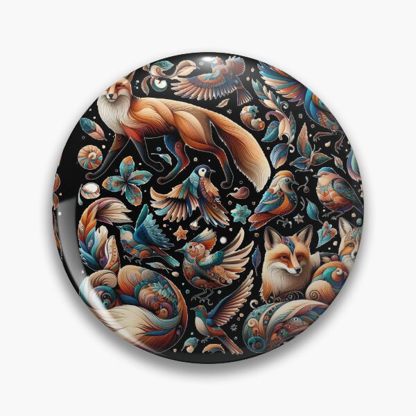 Item preview,  Ornate Wildlife Pattern - Decorative Foxes and Birds with Intricate Folk Art Details designed and sold by freackly.