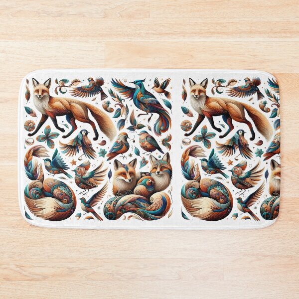 Item preview,  Ornate Wildlife Pattern - Decorative Foxes and Birds with Intricate Folk Art Details designed and sold by freackly.