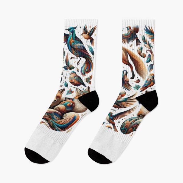 Item preview,  Ornate Wildlife Pattern - Decorative Foxes and Birds with Intricate Folk Art Details designed and sold by freackly.
