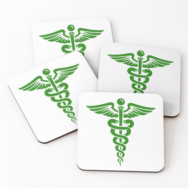 Item preview, Green Minimal Caduceus Symbol – Medical Art with Snakes and Wings designed and sold by EmeraldeaArt.