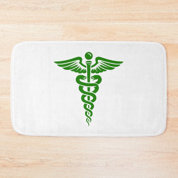 Item preview, Green Minimal Caduceus Symbol – Medical Art with Snakes and Wings designed and sold by EmeraldeaArt.