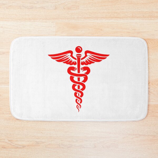 Item preview, Red Minimal Caduceus Symbol – Medical Art with Snakes and Wings designed and sold by EmeraldeaArt.