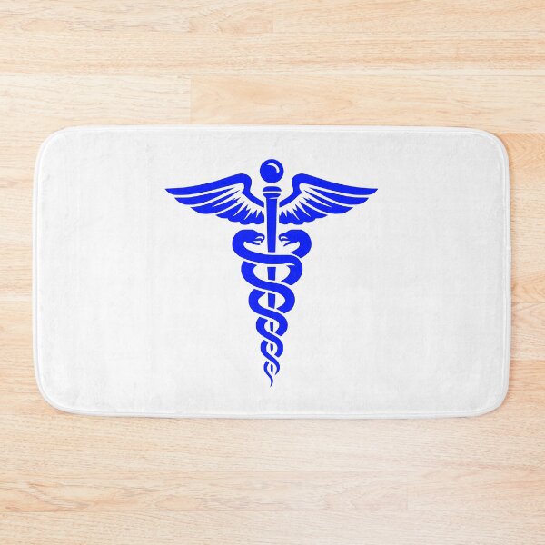 Item preview, Blue Minimal Caduceus Symbol – Medical Art with Snakes and Wings designed and sold by EmeraldeaArt.