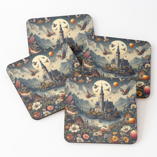 Item preview,  Magical Alpine Castle - Fairy Tale Landscape with Flying Birds and Autumn Harvest designed and sold by freackly.