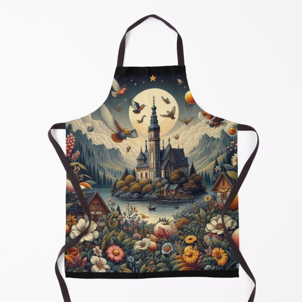 Item preview, Magical Alpine Castle - Fairy Tale Landscape with Flying Birds and Autumn Harvest designed and sold by freackly.