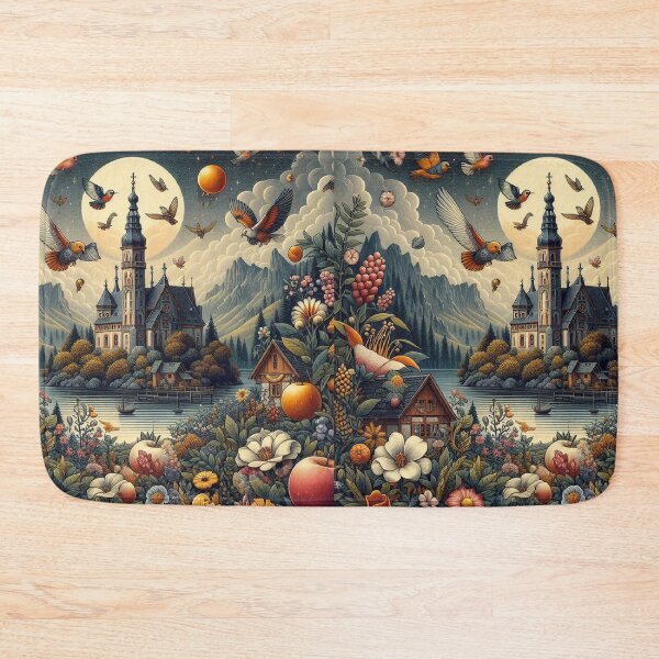 Item preview,  Magical Alpine Castle - Fairy Tale Landscape with Flying Birds and Autumn Harvest designed and sold by freackly.