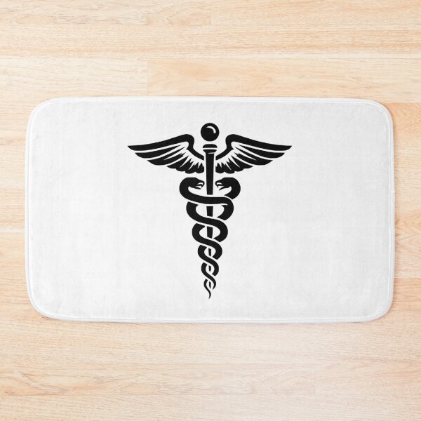 Item preview, Black Minimal Caduceus Symbol – Medical Art with Snakes and Wings designed and sold by EmeraldeaArt.