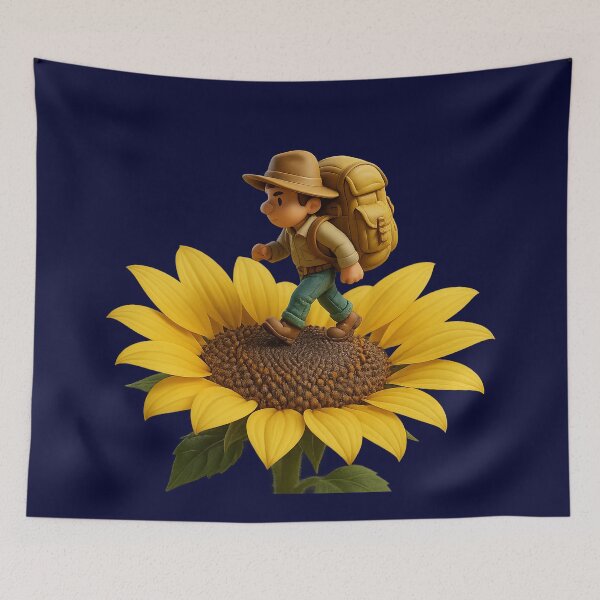 Item preview, A tiny adventurer bravely walks across the center of a sunflower designed and sold by Girih.