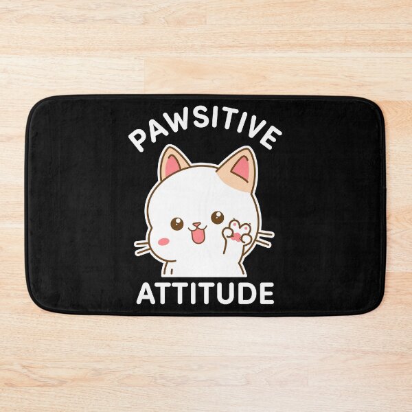 Item preview, Pawsitive Attitude – Cute Kawaii Cat with Peace Sign designed and sold by NiceHatHarry.