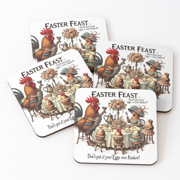 Item preview,  Whimsical Easter Feast - Victorian Chickens Tea Party with Diversification Message designed and sold by freackly.