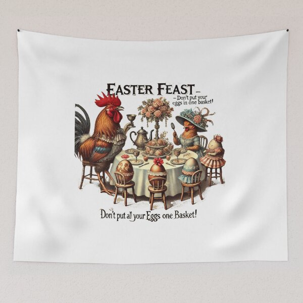 Item preview,  Whimsical Easter Feast - Victorian Chickens Tea Party with Diversification Message designed and sold by freackly.