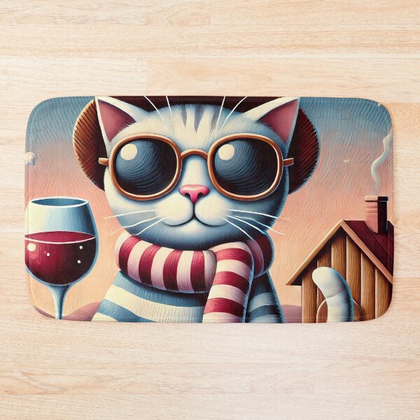 Item preview, Cool Cat With A Glass Of Red Wine designed and sold by Visual Nomad Club.