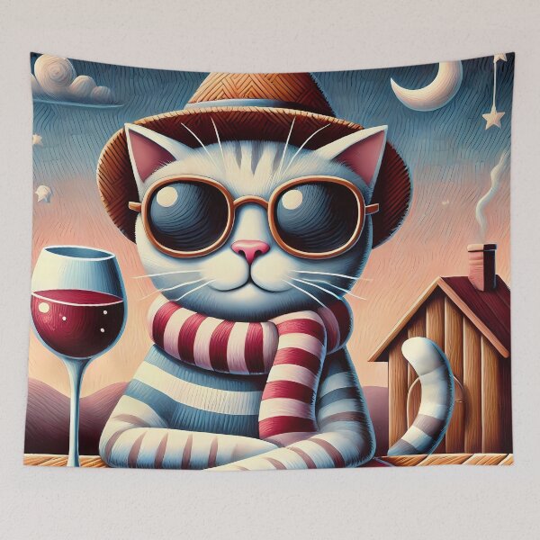 Item preview, Cool Cat With A Glass Of Red Wine designed and sold by Visual Nomad Club.