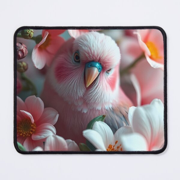 Item preview, Rose Bourke Parrot Portrait – Soft Pink Bird Among Blossoms designed and sold by EmeraldeaArt.
