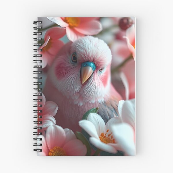Item preview, Rose Bourke Parrot Portrait – Soft Pink Bird Among Blossoms designed and sold by EmeraldeaArt.