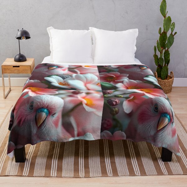 Item preview, Rose Bourke Parrot Portrait – Soft Pink Bird Among Blossoms designed and sold by EmeraldeaArt.