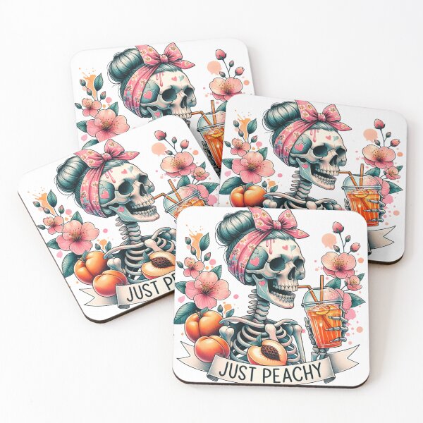 Item preview, Just Peachy Skeleton – Retro Pin-Up Skull with Peaches & Iced Tea designed and sold by Backroad-Raised.