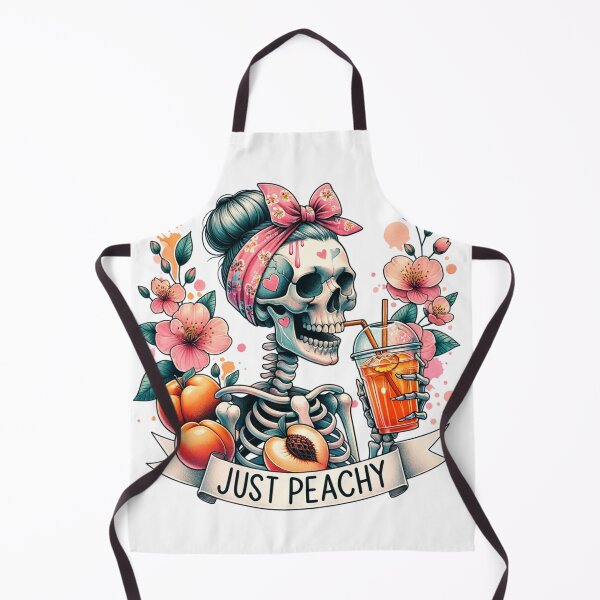 Item preview, Just Peachy Skeleton – Retro Pin-Up Skull with Peaches & Iced Tea designed and sold by Backroad-Raised.