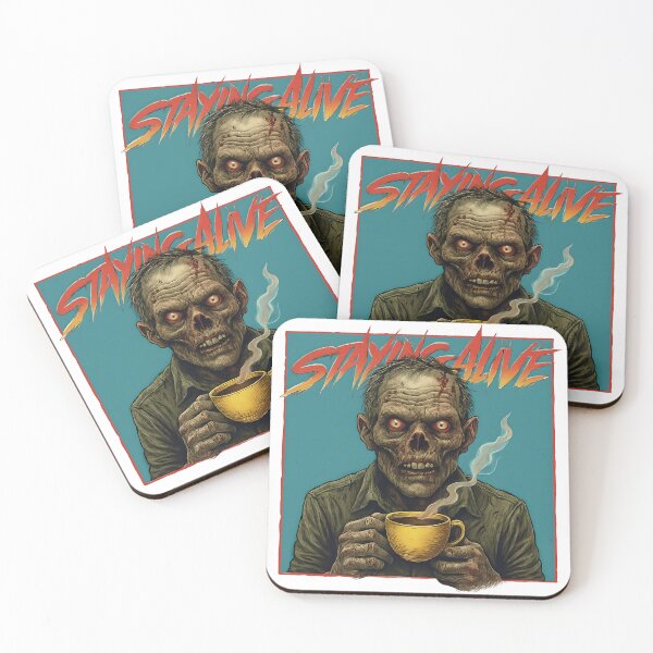Item preview, Zombie with a Cup of Coffee - Staying Alive designed and sold by NightTimeJ.