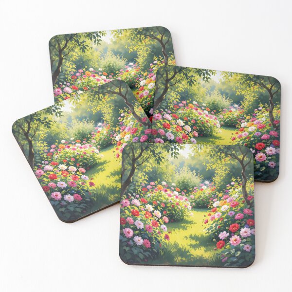 Item preview, Delicate Rose Garden – Soft Sunlit Landscape Illustration designed and sold by EmeraldeaArt.