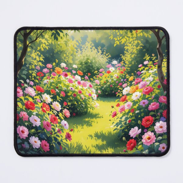 Item preview, Delicate Rose Garden – Soft Sunlit Landscape Illustration designed and sold by EmeraldeaArt.