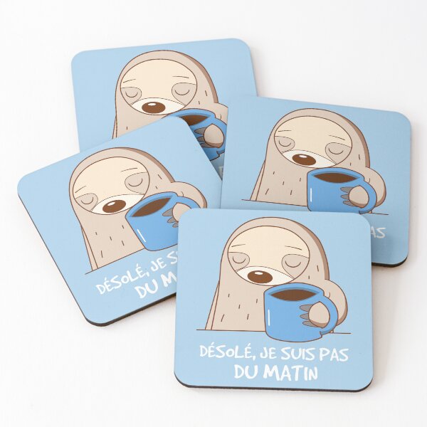 Item preview, Kawaii Sloth with Coffee – Sorry, I’m Not a Morning Person - French Version designed and sold by NiceHatHarry.