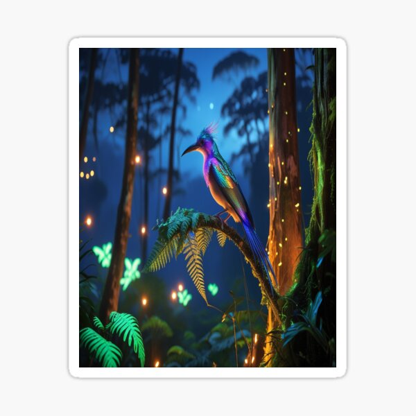 Item preview, Iridescent Bird in Glowing Rainforest Twilight designed and sold by Max Store.