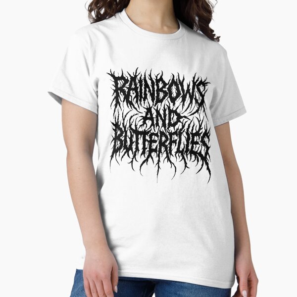 Item preview, Rainbows and Butterflies Death Metal Inspired Ironic Typogrphy designed and sold by velvetearth.
