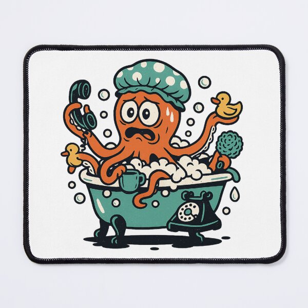 Item preview, Overwhelmed Octopus – Funny Cartoon Bathtub Chaos Design designed and sold by SightbySteve.