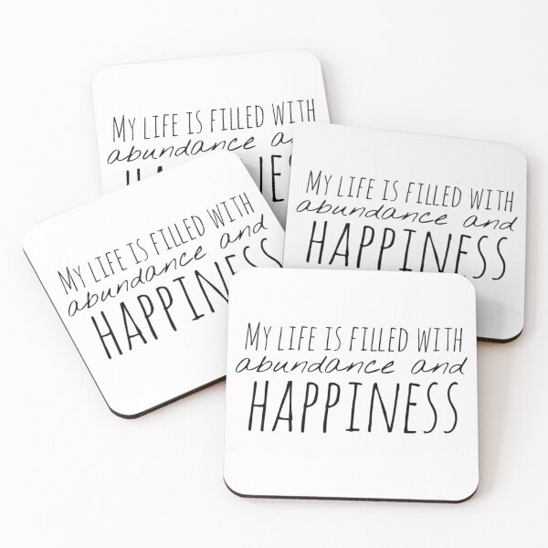 Item preview, My Life Is Filled with Abundance and Happiness – Affirmation – Prosperity & Joy Typography Design designed and sold by Camila  Ardila.