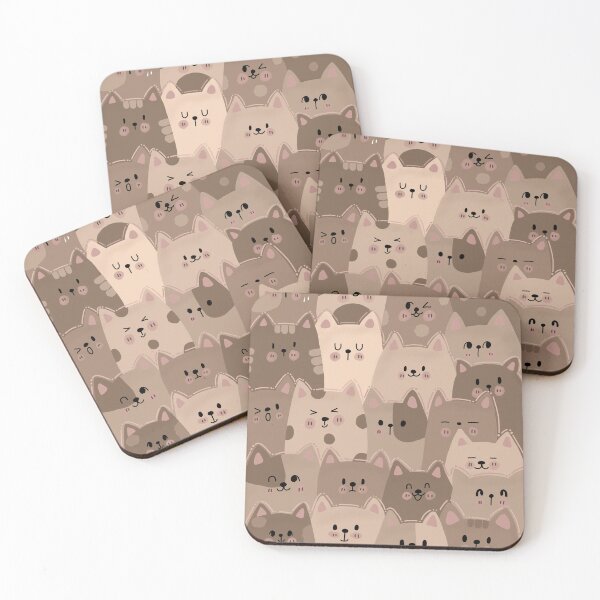 Item preview, Expressive Cat Crowd – Brown Pattern designed and sold by OuOi.