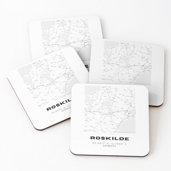 Item preview, Roskilde Map Print – Denmark Black & White Minimalist Poster designed and sold by RM-Journey.