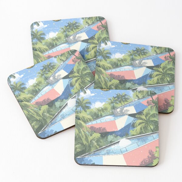 Item preview, Retro Tropica – Futuristic Jungle Villas designed and sold by GummyShelf.