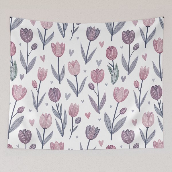Item preview, Vintage Tulip Garden in Soft Purple designed and sold by joycrysstudio.