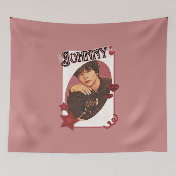 Item preview, NCT Johnny (쟈니) Kpop Boy Group Card Red Aesthetic Collage Design designed and sold by AJUNICE STUDIO.