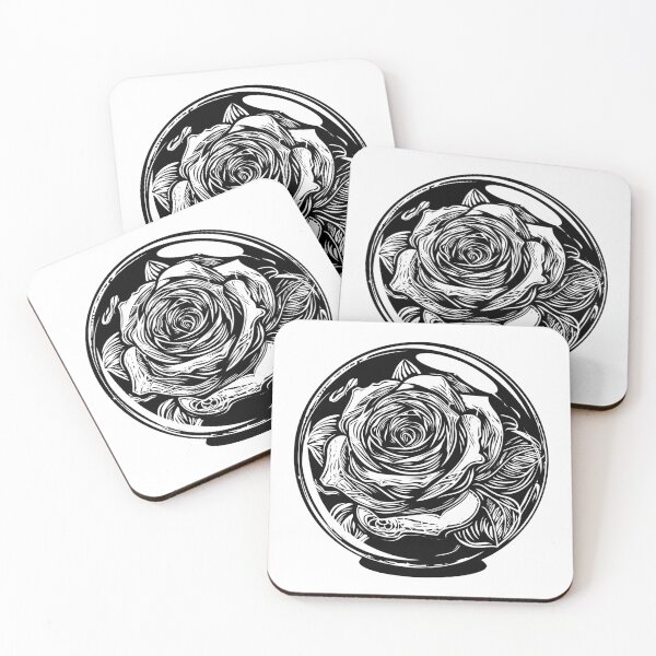 Item preview, Mystic Rose in Crystal Ball | Gothic Floral Line Art designed and sold by inkoutninja.