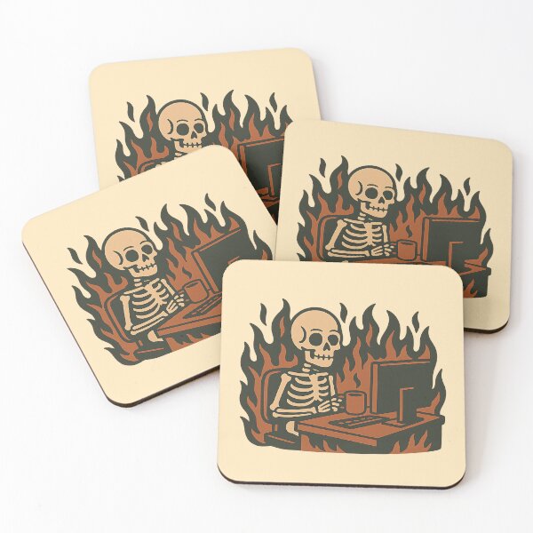 Item preview, Office on Fire – Burnout Skeleton at the Computer designed and sold by Teezterpiece.