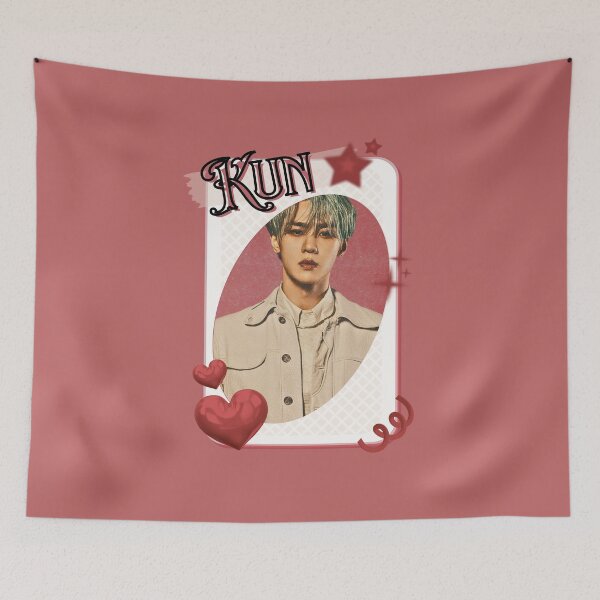 Item preview, NCT Kun (쿤) Kpop Boy Group Card Red Aesthetic Collage Design designed and sold by AJUNICE STUDIO.