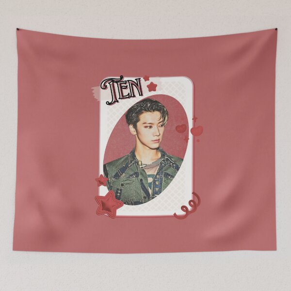 Item preview, NCT Ten (텐) Kpop Boy Group Card Red Aesthetic Collage Design designed and sold by AJUNICE STUDIO.