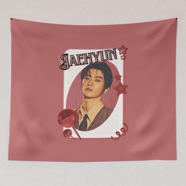 Item preview, NCT Jaehyun (재현) Kpop Boy Group Card Red Aesthetic Collage Design designed and sold by AJUNICE STUDIO.