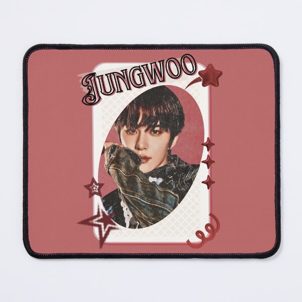 Item preview, NCT Jungwoo (정우) Kpop Boy Group Card Red Aesthetic Collage Design designed and sold by AJUNICE STUDIO.